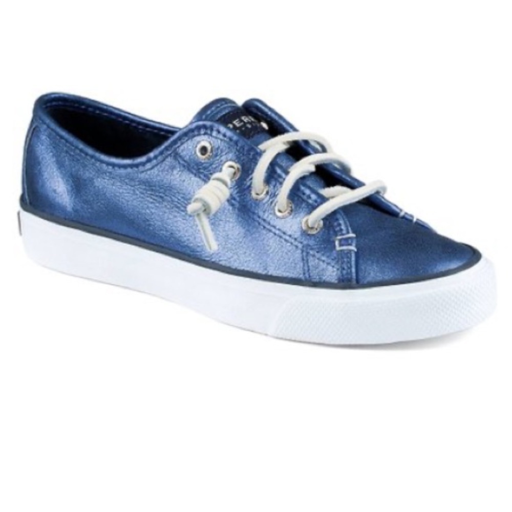 Sperry Metallic Navy Blue Leather Sneaker - Picture 15 of 15